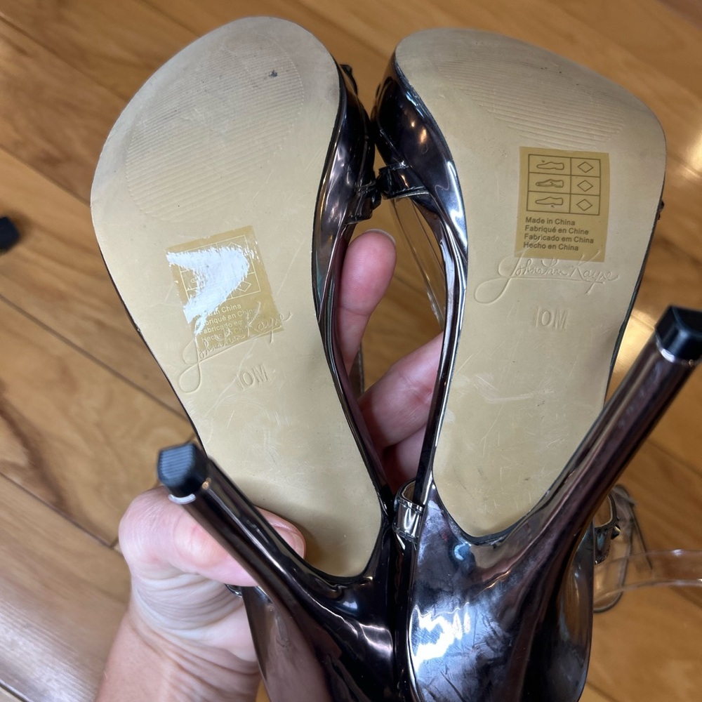 Johnathan Kayne Dante Pewter Rhinestone T-Strap Platform Heels Size 10⁠ - Picture 11 of 12